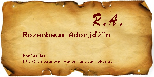 Rozenbaum Adorján névjegykártya